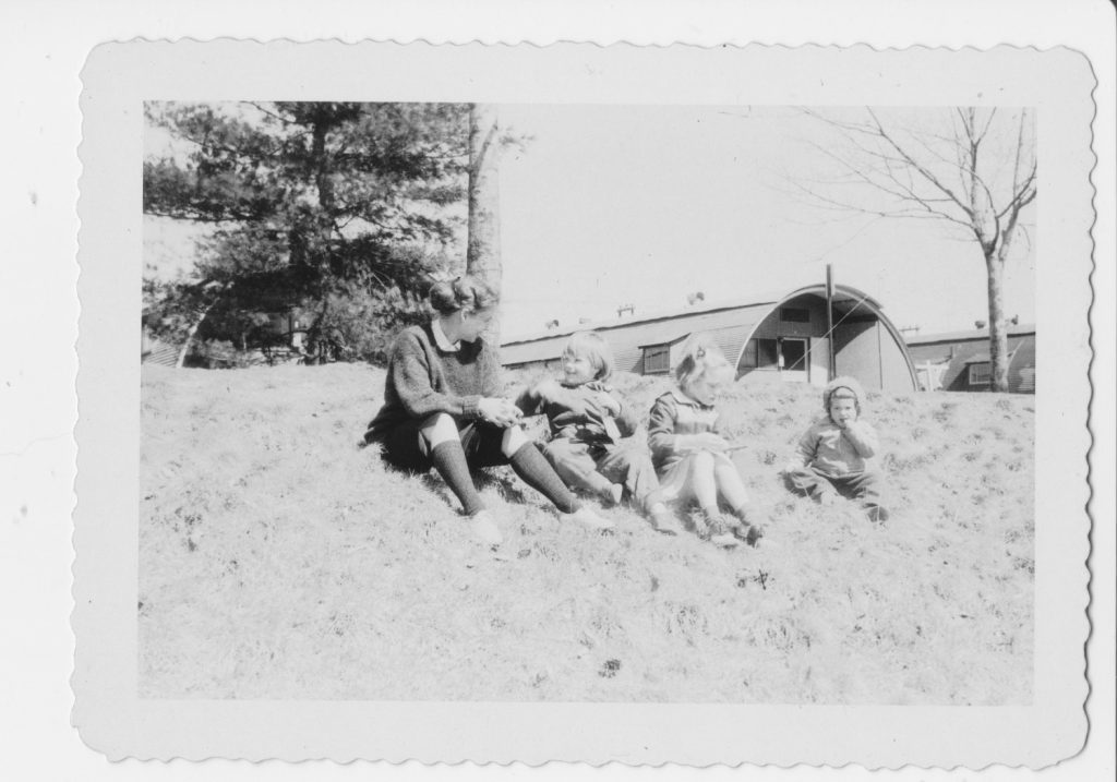 Maryann and little friends at the Quonset Hut