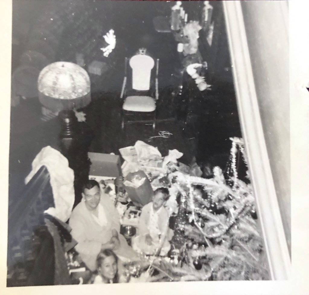 View from stairs after unwrapping the presents at Christmas 1967