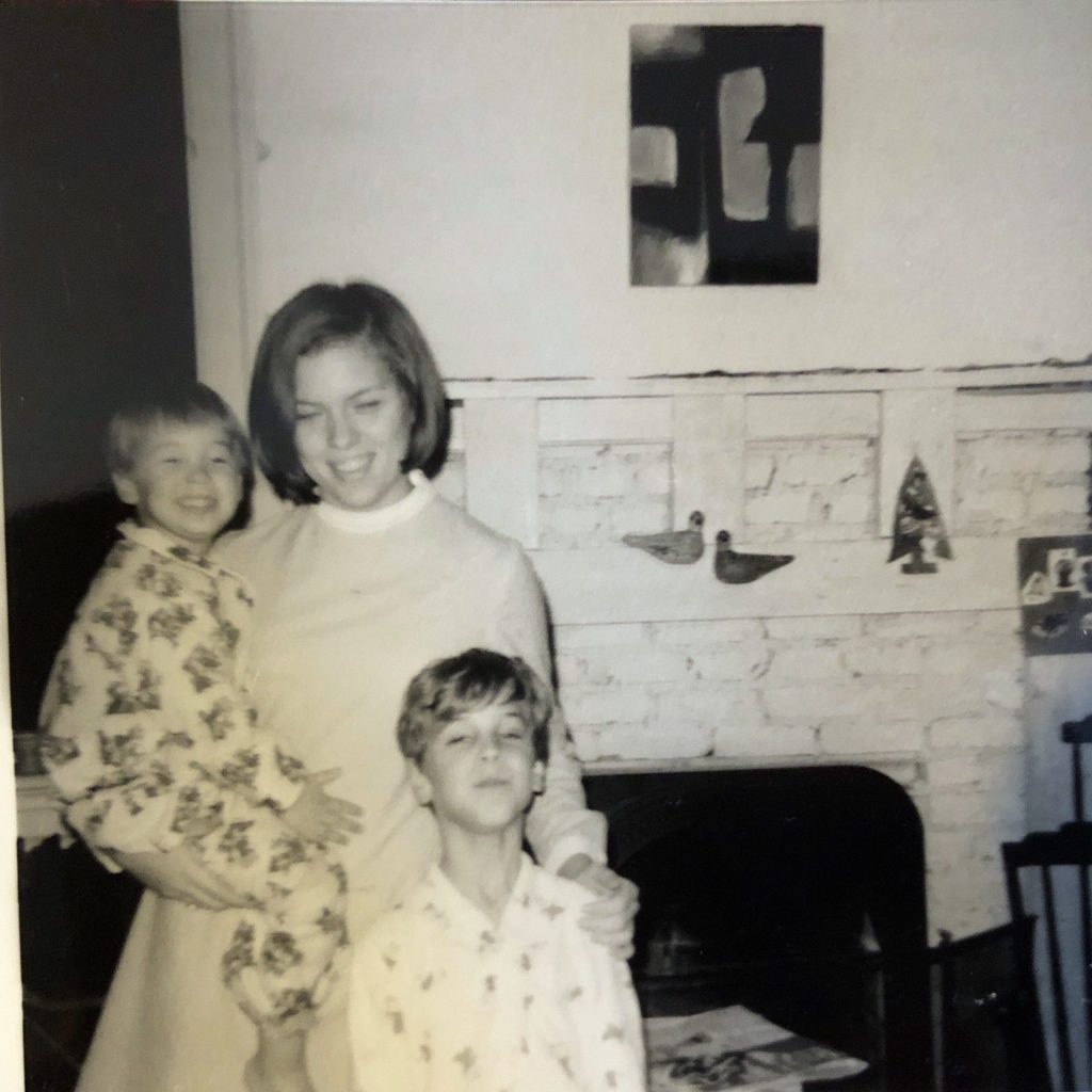 The boys with babysitter, in the kitchen