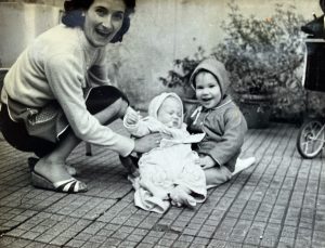 Italy - Rome - Amalia with Catherine and Mary Elizabeth in the back yard of our house in Rome.