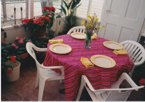 Dining area in the greenhouse.